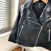 Infantil Para Meninas Jaqueta de couro preta Jaqueta Côr Sólida Moda Zíper Bolsos Ao ar livre Casaco agasalhos 4-12 anos Outono Preto baratos Jaquetas de Couro para Meninas-Infantil Para Meninas Jaqueta de couro preta Jaqueta Côr Sólida Moda Zíper Bolsos Ao ar livre Casaco agasalhos 4-12 anos Outono Preto