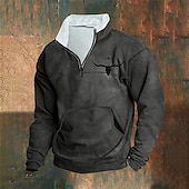economico Felpe 3D da uomo-Per uomo Maglia Felpa con zip corta Nero Bianco Verde militare Rosso Blu Mezza zip Mucca Mezza cerniera Sport &amp; Outdoor Quotidiano Ferie Poliestere Streetwear Essenziale Casual Autunno Inverno