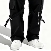cheap Cargo Pants-Men's Cargo Pants Cargo Trousers Hiking Pants Elastic Waist Multi Pocket Solid Color Soft Breathable Full Length Outdoor Vacation Ethnic Style Black Army Green Micro-elastic