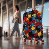baratos Desgaste em casa e chinelos em casa-Capa protetora elástica para mala de viagem com estampa artística.