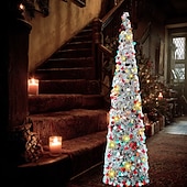 お買い得  屋内のクリスマスライト-クリスマス カラフルな小さな円形シルバー折りたたみクリスマスツリー LED ライト、5M 50LED 暖かい光のストリング、1.5M/5FT AAA バッテリーボックス、インドア リビングルーム、書斎、階段、パーティーホリデー装飾小道具用