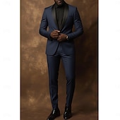 economico Abiti casual-Uomo Abiti da lavoro Casuale Feste Nero Borgogna Primavera, Autunno, Inverno, Estate Tuta Bavero sciallato Formale Tinta unita Vestibilità standard 2 pezzi Monopetto a un bottone