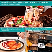 preiswerte Küchenset-7-teiliges Pizzablech mit Holzgriff Pizza mit Thermohandschuhen Langschneider Pizzabackset