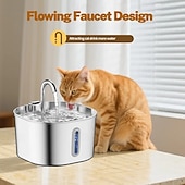 お買い得  クリーニング用品-2.2l/74オンスの猫用自動給水器、ステンレススチール、USB電源、超静音動作、窓付き、猫や小型犬に最適、家庭/オフィスの装飾に最適なモダンなメタリックデザイン