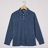 billige Klassisk poloskjorte for menn-2 stk. herre kordfløyelsskjorte poloskjorter fritid sport jakkeslag langermet mote basis fargeblokk 2-delt flerpakning høst vår &amp;høst alle årstider vanlig passform