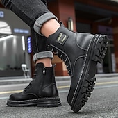 economico Stivali da lavoro-Per uomo Stivali Stivali da Lavoro Camminata Vintage Quotidiano PU Aumento Altezza Confortevole Stivali a Metà Polpaccio Allacciatura Tessuto almond Nero Giallo Autunno Inverno