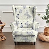 cheap Wingback Chair Cover-Floral, Striped &amp; Geometric Printed Wingback Chair Covers, Stretch Polyester Slipcovers for Armchairs, Decorative Furniture Protectors