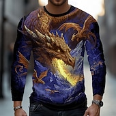 economico Magliette con stampa animale-Per uomo Drago Maglietta Manica Lunga maglietta Stampa 3D Girocollo Camicia Moda Fantasia Streetwear Casuale Quotidiano Giallo Rosso Verde Estate Primavera Abbigliamento S M L XL XXL XXXL