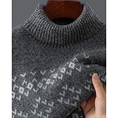 preiswerte Herrenpullover-Herren Weihnachtspullover Wollpullover Pullover Kaschmir Strickpullover Gerippt Stricken Normale Oberteile Gestrickt Geometrisch Rollkragen Mode Basic Urlaub Alltagskleidung Bekleidung Herbst Winter