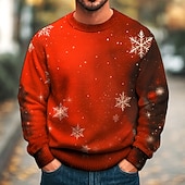 cheap Ugly Sweaters-Ugly Christmas Sweater Men's Snowflake Pullover Sweater Jumper Knitwear Crewneck Casual Vacation Home Daily 3D Print Knitting Keep Warm Long Sleeve Spring Fall Winter Red
