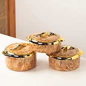 baratos Conjunto de Cozinha-Conjunto de aquecedor de alimentos Touch, 3 peças, caçarola térmica com tampas, recipiente isolado em aço inoxidável para alimentos quentes/frios, utensílio de cozinha antiaderente, revestimento