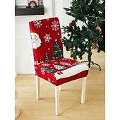 cheap Dining Chair Cover-1/2/4PC/6PC Christmas Milk Silk Printed Chair Cover – Decorative, Anti-Slip &amp; Dustproof Slipcover, Soft Stretch Fabric for All Seasons