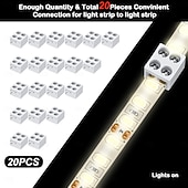 זול אביזרי לד-חבילה של 10 מחברי לד, 2 פינים, 8 מ"מ, 10 מ"מ, מחבר תאורת לד ללא הלחמה, מחברי תאורת רצועת לד לבנים עם מברג, מחברים מאריכים לרצועה עבור רצועת לד בצבע יחיד, 5 וולט, 12 וולט, 24 וולט