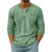 Herren T Shirt Henley Hemd T-Shirt Langarmshirt Langarm Henley Frühling Herbst Einfach Mode Designer Basic Taschen Urlaub Straße Ausgehen Schwarz Weiß Rote Top T-Shirt für Herren preiswerte Lässige T-Shirts für Herren-Herren T Shirt Henley Hemd T-Shirt Langarmshirt Langarm Henley Frühling Herbst Einfach Mode Designer Basic Taschen Urlaub Straße Ausgehen Schwarz Weiß Rote Top T-Shirt für Herren
