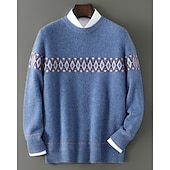 preiswerte Wollpullover für Herren-Herren-Weihnachtspullover aus hochwertiger, reiner Wolle und Kaschmir, Rundhalsausschnitt, klassisches Argyle-Strickmuster, Fair-Isle-Pullover, weich, warm und atmungsaktiv.
