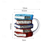 abordables Tazas-Taza con forma de libro pintado, original taza de café con libros pintados en 3D, regalo navideño, taza de café única de cristal con forma de libros apilados, regalo ideal para coleccionistas, lectores, bibliotecarios y amantes de la literatura.