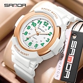 abordables Montres à quartz-Montre à quartz pour femmes et hommes SANDA grand cadran montre de sport à la mode montre lumineuse étanche en silicone