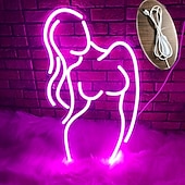 tanie Dekoracyjne światła-Bar piękno LED neon dekoracja ścienna seksowna dziewczyna nastrojowe światło zasilanie USB ściemnialna ozdoba na biurko dekoracja świetlna rekwizyty