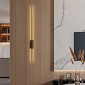 tanie Kinkiety wewnętrzne-Długa lampa ścienna 23,6 cala - 47,2 cala, czarno-złota, metalowa lampa ścienna do wnętrz, salon, tło, sypialnia, lampka nocna, AC2200V, AC110V