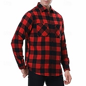 halpa Miesten päällyspaidat-Miesten Paita Rento paita Flanellipaita Button Up paita Päällyspaita Ruudullinen Kausaliteetti Päivittäin Laivaston sininen Pitkähihainen Kauluskäänne 봄 &amp; Syksy Vaatetus