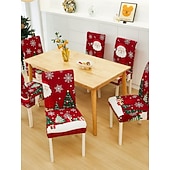 cheap Dining Chair Cover-1/2/4PC/6PC Christmas Milk Silk Printed Chair Cover – Decorative, Anti-Slip &amp; Dustproof Slipcover, Soft Stretch Fabric for All Seasons