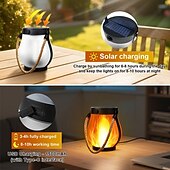 tanie Oświetlenie krajobrazowe-Solarna lampa LED w kształcie płomienia wisząca latarnia zewnętrzna wodoodporna lampa ogrodowa do dekoracji podwórka na przyjęcia