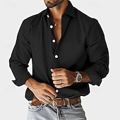 economico Camicie eleganti da uomo-Per uomo Camicia Camicia elegante Camicia casual Semplice All'aperto Streetwear Nero Bianco Blu marino Blu Manica Lunga Bavero Estate Primavera Abbigliamento Puro
