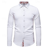 preiswerte Freizeithemden für Herren-Herren Hemd Freizeithemd Knopfhemd Schwarz Weiß Blau Grün Langarm Paisley-Muster Einfach Revers Urlaub Lässig Farbblock Bekleidung Mode Lässig