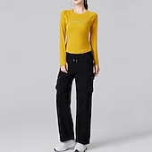 preiswerte Lauf-T-Shirts &amp; Tanktops-Damen Einfarbig Lauf-T-Shirt Fitnessshirt Sporttop Frühling Herbst Langarm Athleisure Baumwolle Warm Weich Atmungsaktiv Fitnessstudio Wandern Laufen Training Yoga Weinrot Schwarz Weiß Sportbekleidung