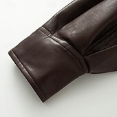 billiga Jackor i konstläder-Dam Imitationsläderjacka Bekväm Dragkedja Modern Ledigt Slät Semester Ledigt Utekväll Helgen Normal Hög krage Normal Långärmad Ytterkläder Svart Brun Höst Vinter