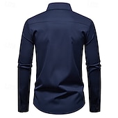 preiswerte Businesshemden für Herren-Herren Hemd Kleidhemd Knopfhemd Einfach Hochzeit Party Schwarz Weiß Wein Marineblau Langarm Revers Frühling Herbst Bekleidung Patchwork