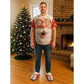 preiswerte Hausschuhe und Flip-Flops für Herren-Herren-Fleece-Hausschuhe mit Weihnachtsmann-Aufdruck, lustige Hausschuhe mit Weihnachts-Cartoon, warme Plüsch-Hausschuhe, perfekt für den Winterurlaub und zum Verschenken