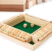 お買い得  贈り物-箱を閉めるサイコロゲーム、8つのサイコロ、4人のプレイヤー向け木製ボードテーブル、数学スキルゲーム、ドロップイットゲーム説明書付き、子供から大人まで簡単に学べる、家族や友達とのパーティーに最適