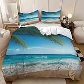 お買い得  羽毛布団カバーセット-ビーチブラウンの桐の木のバス3ピースダウン羽毛布団カバーセット、大きなベッド用、柔らかいショートフリース掛け布団カバーと枕カバー2枚付き - ホテルの寝室の寝具、居心地の良い &amp; 快適