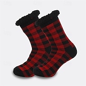 preiswerte Herrensocken-Herren 1 Paar Socken Socken mit Sherpa-Futter Freizeitsocken Wintersocken Schwarz Weiß Farbe Geometrisch Tarnung Urlaub Täglich Basic Warm Winter Mode Ethnisch
