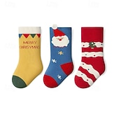 billiga Barns julklädesaccessoarer-Barn Pojkar 3 Par Jul julklapp Strumpor Flerfärgad Julgran jultomten Mönster Höst Vinter Dagliga kläder