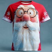 Недорогие Костюм Санта-Клауса-Новогодняя тематика Муж. Дед Мороз 3D Футболка С короткими рукавами Футболка 3D печать Вырез под горло Рубашка Повседневные Оригинальный рисунок Художественный Отпуск Для вечеринок Для улицы
