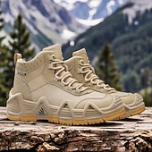baratos Botas de caminhada-calçados esportivos masculinos bege de cano alto - botas táticas de caminhada duráveis para aventuras ao ar livre