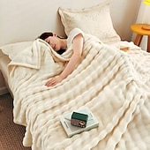 Недорогие Тонкие одеяла и пледы-Толстое пушистое одеяло из пузырчатого флиса, мягкое фланелевое покрывало для дивана, офиса, сна, кровати, легкое теплое одеяло для кондиционера, уютная шаль