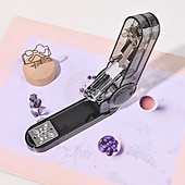 levne Domácí spotřební materiál-Průsvitná otočná sešívačka s otočným ramenem a 400 sponkami, stolní sešívačka s otočným ramenem o 360 stupňů pro vazbu brožur nebo knih, kapacita 25 listů pro psací stůl, kancelářské potřeby pro