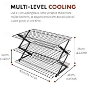 זול מתלי אחסון-מדף קירור מתקפל משודרג בן 3/4 קומות עם עיצוב מתכוונן של 3 מצבים, ניתן לערום, צלייה, בישול וייבוש, מדף קירור תיל לאפייה, עוגיות, עוגה, צלייה וצלייה על האש