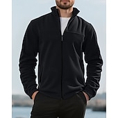 billige Basic gensere-Herre Genser Fleecegenser Genser med full glidelås Aprikos Svart Lilla Oransje lysegrå Opprett krage عادي Ta igjen glidelåsen Lomme Sport &amp; Utendørs Daglig Ferie Polyester Gatemote Grunnleggende