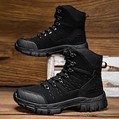 abordables Bottes de randonnée-Bottes de randonnée d&#039;extérieur beiges pour hommes avec semelle en caoutchouc antidérapante et construction respirante, bottes tactiques légères pour la randonnée, le camping et le port quotidien