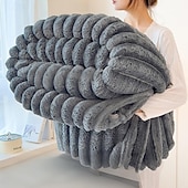 זול שמיכות וכיסויים-שמיכת פרווה ארנבת יוקרתית בצבע אחיד עבה וחמה קטיפה חלבית לזרוק שמיכת קטיפה רכה ונעימה למיטה במשרד