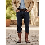 levne Cowboy &amp; Western Boots-Pánské Boty Kovbojské boty Retro Kožené boty Vinobraní Klasické Venkovní Denní PU Do půli lýtek Nasazovací Černá Žlutá Hnědá Léto Jaro Podzim