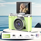 お買い得  アクションカメラ-1080P HDポータブルCCDカメラ 4Kレンズ フリップスクリーン USB充電式リチウムポリマーバッテリー 初心者向け旅行Vlogging 完璧なバレンタインデーギフト 初心者カメラ