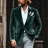 abordables Blazers Classiques pour Hommes-Hommes Manteau d&#039;Hiver Blazers en velours Formel Tenue de soirée Événement / Fête Classique Automne &amp; Hiver Velours Couleur Unie Droit 1 bouton veste Rouge 1 Jaune Bleu Roi Vert foncé