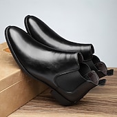 cheap Chelsea Boots-Black Faux Leather Men's Chelsea Boots with Smooth Finish – Elegant and Easy-to-Wear Footwear for Office and Evening Wear
