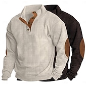 economico Felpe di base-Per uomo Maglia Velluto a coste Felpa con cappuccio Maglione Felpa con cappuccio abbottonata Vino+Nero bianco+vino rosso Bianco+verde militare Albicocca+Caffè Blu denim + nero Colletto Mao Semplice