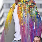 baratos casaco leve masculino-Homens Floral Estampas Abstratas Casaco de inverno Casaco Manter Quente Confortável Respirável Moda Roupa de rua Negócio Trabalho Vestir para trabalhar Para Noite Bolsos Imprimir Outono &amp; inverno